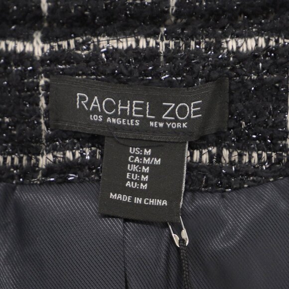 NWT RACHEL ZOE Tweed Double-Breasted Windowpane Blazer Pearl Buttons Size M - Picture 7 of 9